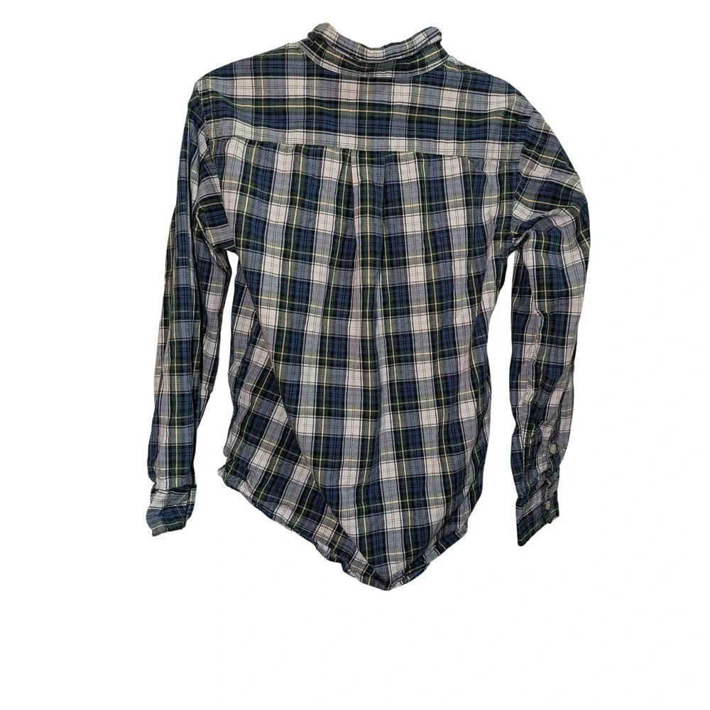 Ralph Lauren Boys Navy Green Plaid Button Down Shirt Size 6 Pony‎ Logo